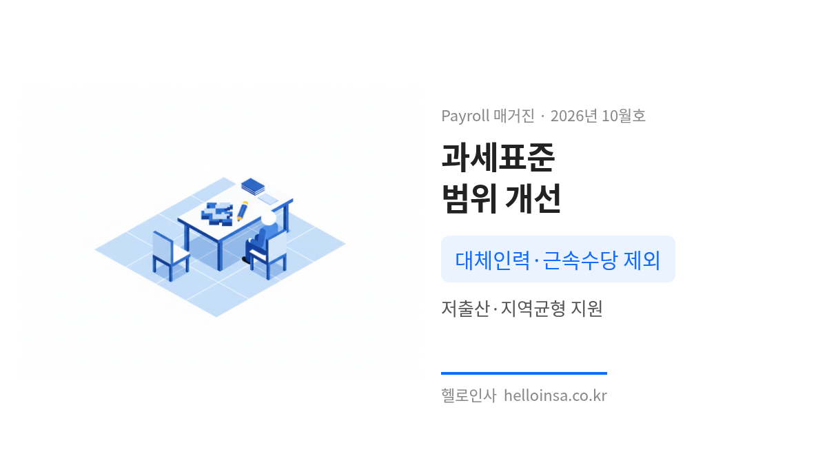 육아휴직 대체 인력의 급여와 비수도권 중소기업 장기 근무 수당이 주민세 종업원분 과세표준에서 제외되는 내용을 시각화한 사무실 삽화