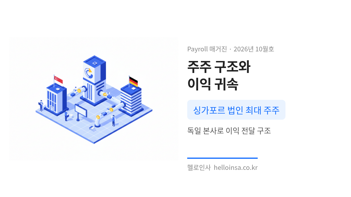 배달의 민족의 싱가포르 법인과 독일 본사 간 주주 구조와 이익 귀속 흐름을 나타낸 삽화